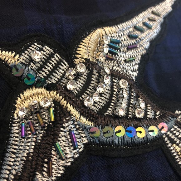 Sam Edelman Patch Embellished Plaid Sleep Shirt - Picture 11 of 14